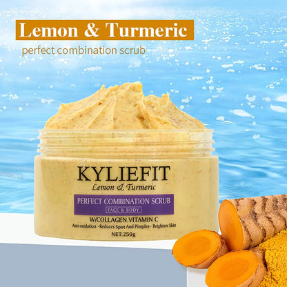 Natural Turmeric Scrub, For Face &amp; Body, Brightening, Reduce Acne, Clean And Smooth Skin, Deeply Exfoliates, 250g/8.8 oz