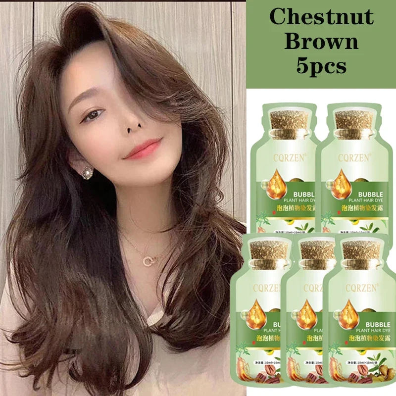 Pure Natural Herbal Hair Dye Shampoo Change Hair Color Cover Gray Hair White Hair Treatment Bubble Plant Hair Dye Hair Care