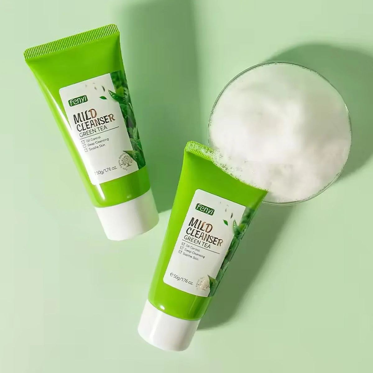 Green Tea Facial Cleanser 50g Skin Deep Cleansing Moisturizing Blackhead Removal Skincare Face Wash Foam Face Cleanser Skin Care