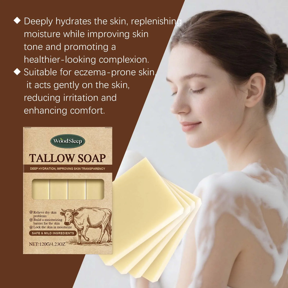 Grass-Fed Beef Tallow Soap Gently Clean For Skincare Suitable For Face &amp; Body Wash Refreshing Rich In Lather Soap Bar Moisturize