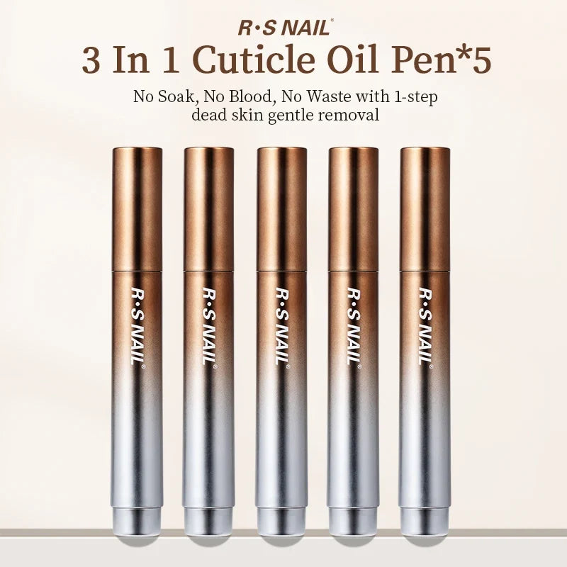 RSNAIL 3-in-1 Cuticle Oil Pen with Ceramic Nail Pusher for Hangnails Dry &amp; Damaged Nails -Nail Care Pen for Repair &amp; Nourishment