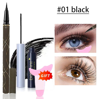 Silk Fiber Curling Mascara, Ultra-Fine Brush, Lengthening &amp; Volumizing, Waterproof, Smudge-Proof, Long-Lasting, Unisex, Eye Safe