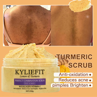 Natural Turmeric Scrub, For Face &amp; Body, Brightening, Reduce Acne, Clean And Smooth Skin, Deeply Exfoliates, 250g/8.8 oz