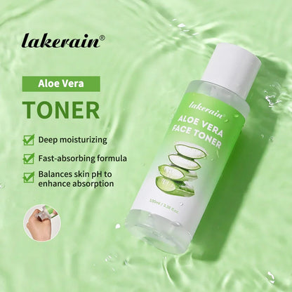 Lakerain Aloe Vera Skin Care Set Deep Hydration Smooth Delicate Skin Fast-absorbing Formula Cleanser Toner Serum Lip Blam Kit