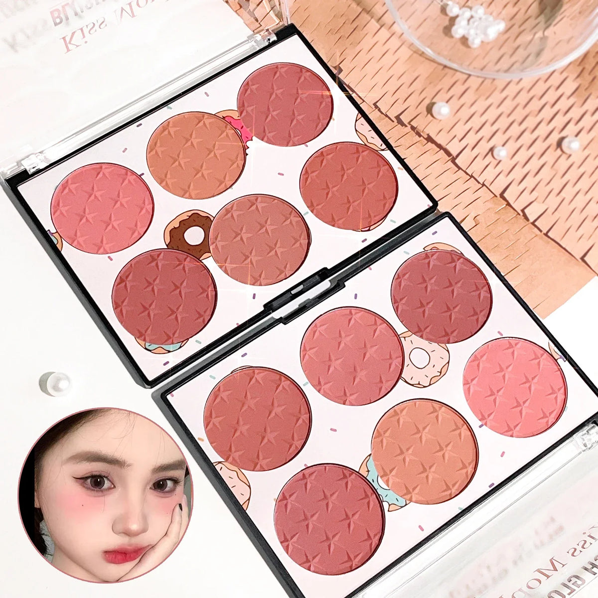 Six-color blush plate girl&