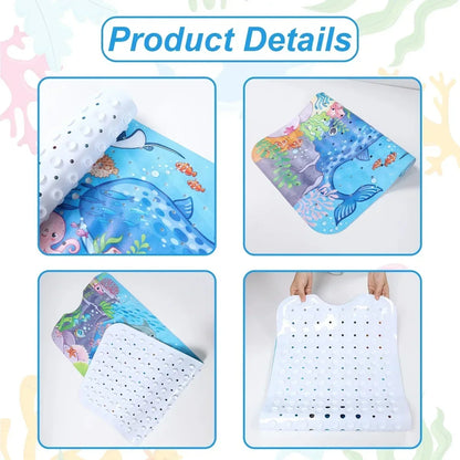 1pc Cartoon Extra Long Bathtub Mat 40x100cm Non Slip Bath Mat for Bathroom Tubs Shower Mats with Suction Cups &amp; Drain Holes