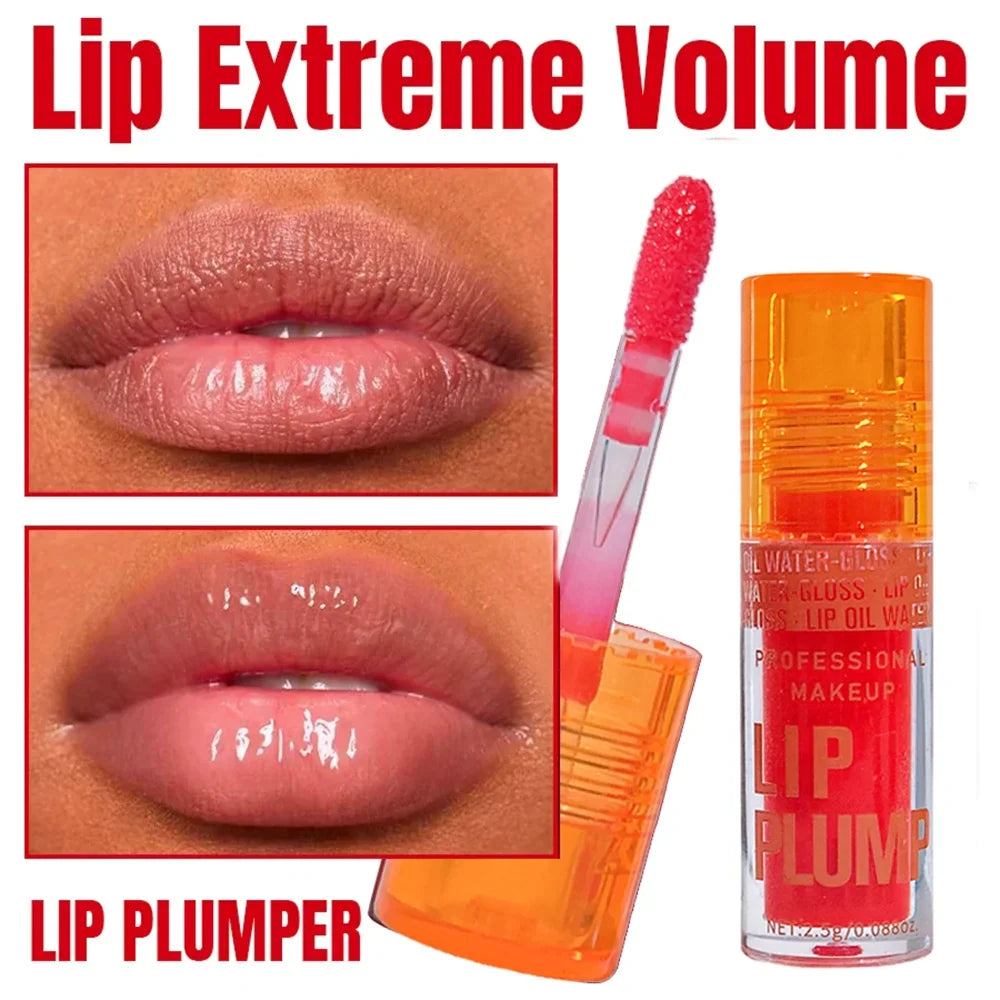 Cherry Plump Lip Oil – Moisturizing Lip Gloss Serum, Long-Lasting Waterproof Volume &amp; Shine, Non-Sticky, Unisex, Holiday Makeup