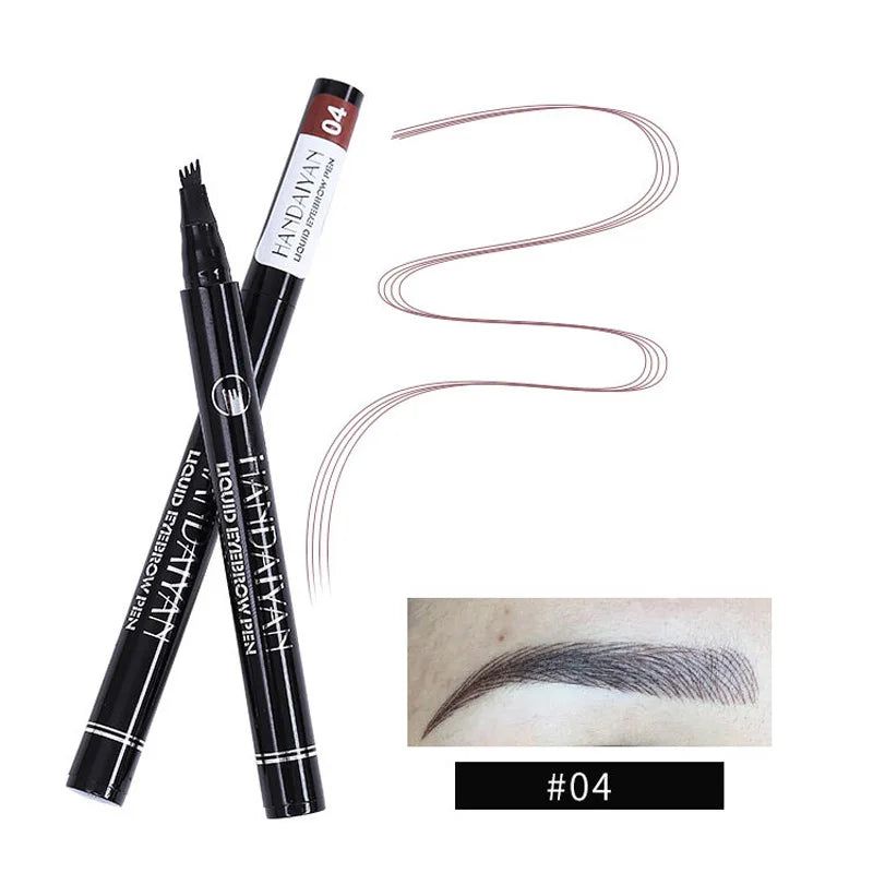 4D Microblading Eyebrow Pen 4 Forks Tip Eyebrow Tattoo Pencil Long Lasting Fine Sketch Liquid Eye Brow Make Up