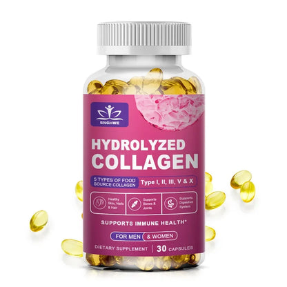 Powerful Hydrolyzed Collagen Capsules with Hyaluronic Acid Antioxidant Skin Hair Nails Health With Vitamins&amp;Minerals