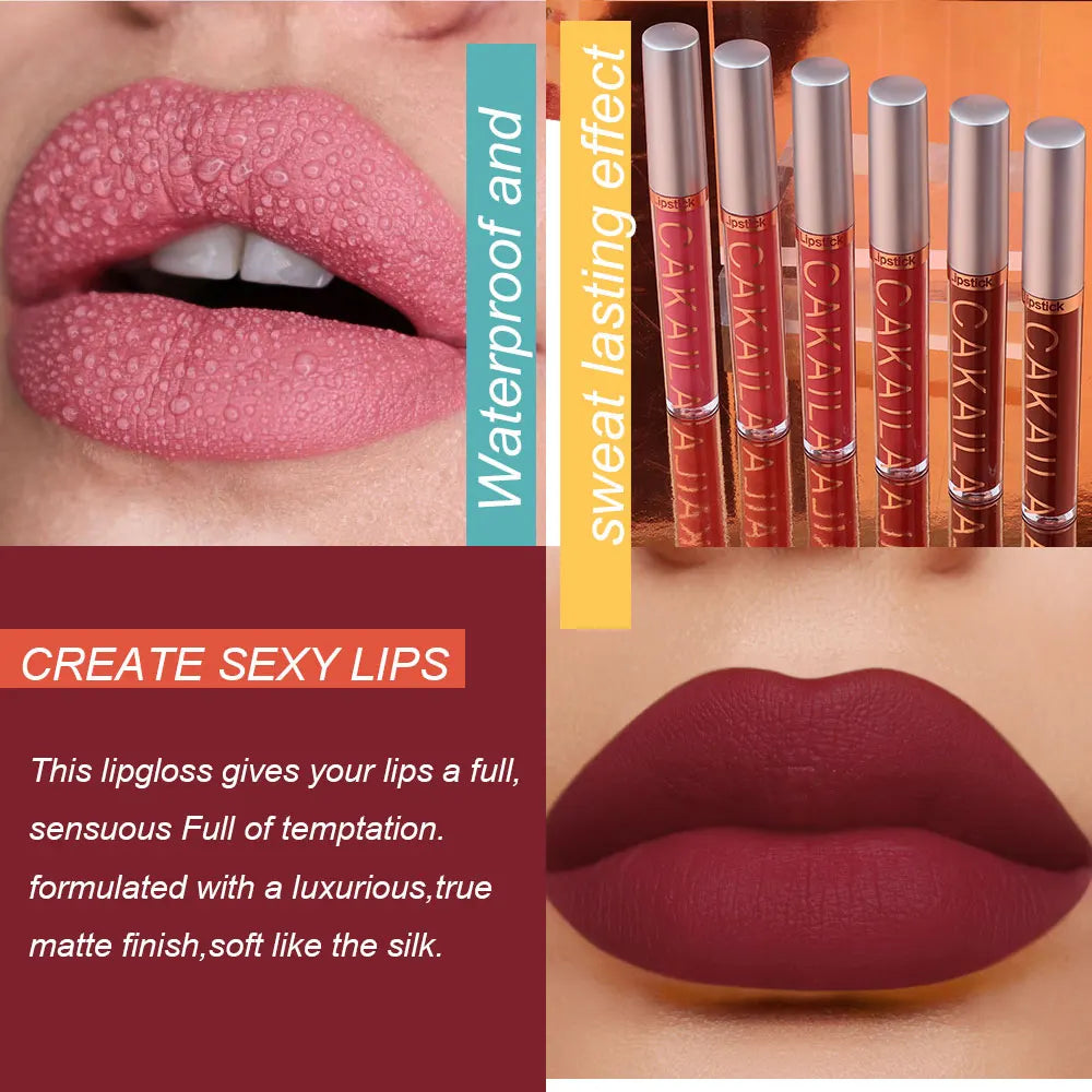 CAKAILA 6-Color Lip Gloss Lipstick Set Liquid Matte Velvet Matte Women&