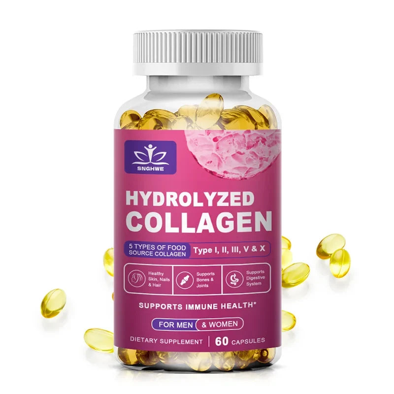 Powerful Hydrolyzed Collagen Capsules with Hyaluronic Acid Antioxidant Skin Hair Nails Health With Vitamins&amp;Minerals