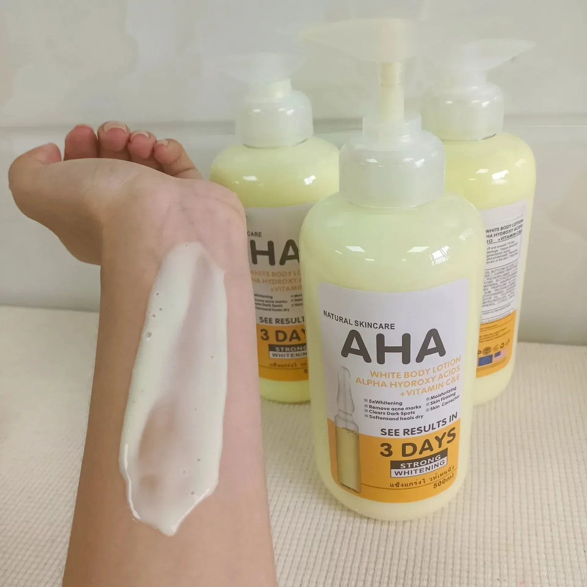 500ml Whitening Body Cream Hydroxy Acids Vitamin C&amp;E Moisturizing Lightening Body Lotion Skin Care Remove Acne Marks