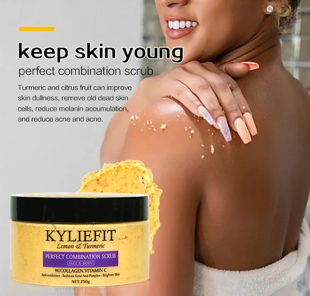 Natural Turmeric Scrub, For Face &amp; Body, Brightening, Reduce Acne, Clean And Smooth Skin, Deeply Exfoliates, 250g/8.8 oz