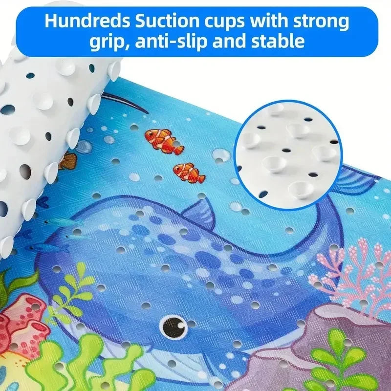 1pc Cartoon Extra Long Bathtub Mat 40x100cm Non Slip Bath Mat for Bathroom Tubs Shower Mats with Suction Cups &amp; Drain Holes