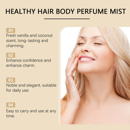 Vanilla Coconut Body Hair Mist - Long Lasting Fresh Romantic Fragrance, Travel Size Portable Spray Women Men Daily &amp; Dating Use