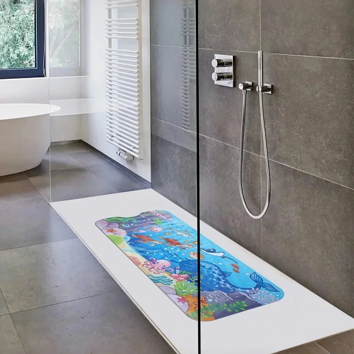 1pc Cartoon Extra Long Bathtub Mat 40x100cm Non Slip Bath Mat for Bathroom Tubs Shower Mats with Suction Cups &amp; Drain Holes