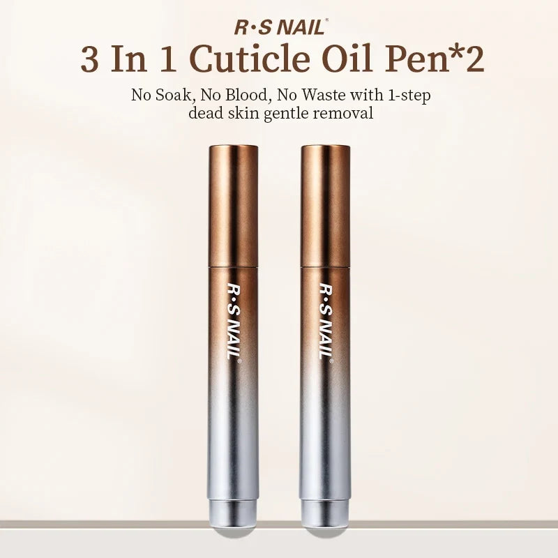 RSNAIL 3-in-1 Cuticle Oil Pen with Ceramic Nail Pusher for Hangnails Dry &amp; Damaged Nails -Nail Care Pen for Repair &amp; Nourishment