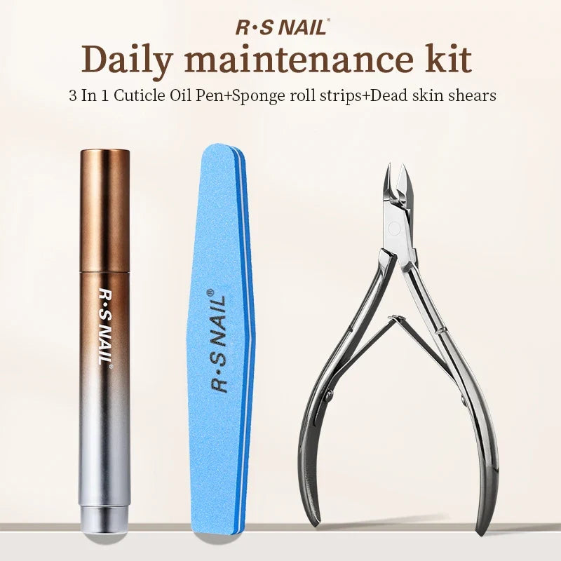 RSNAIL 3-in-1 Cuticle Oil Pen with Ceramic Nail Pusher for Hangnails Dry &amp; Damaged Nails -Nail Care Pen for Repair &amp; Nourishment