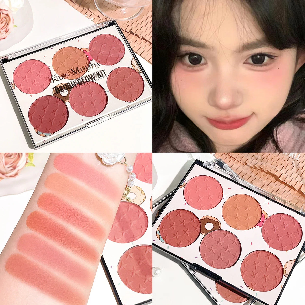 Six-color blush plate girl&
