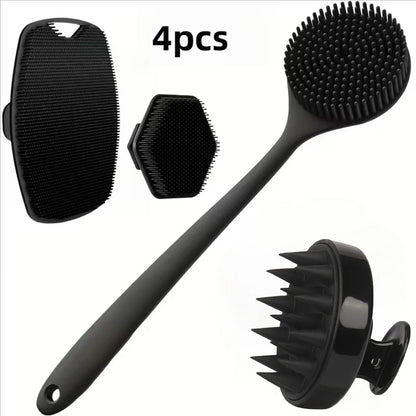 4PCS Set Silicone Body Scrubber Soft Exfoliating Brush for Face Gentle Shower Massage and Skin Cleansing Bathroom Accessories