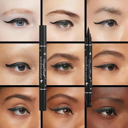 Double-Ended Stamp Eyeliner Waterproof Non-Smudge Eyeliner Liquid Pen Quick-Drying Waterproof Sweat-Proof Not Easy to Smudge Eyeliner Stamp Eyeliner Liquid