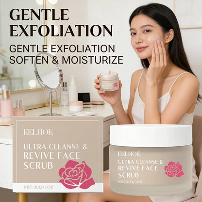 Cleanse &amp; Revive Face Scrub Moisturizing Deep Clean Pore Exfoliating Soothing Softening Skin Brightening Rose Facial Scrub Cream