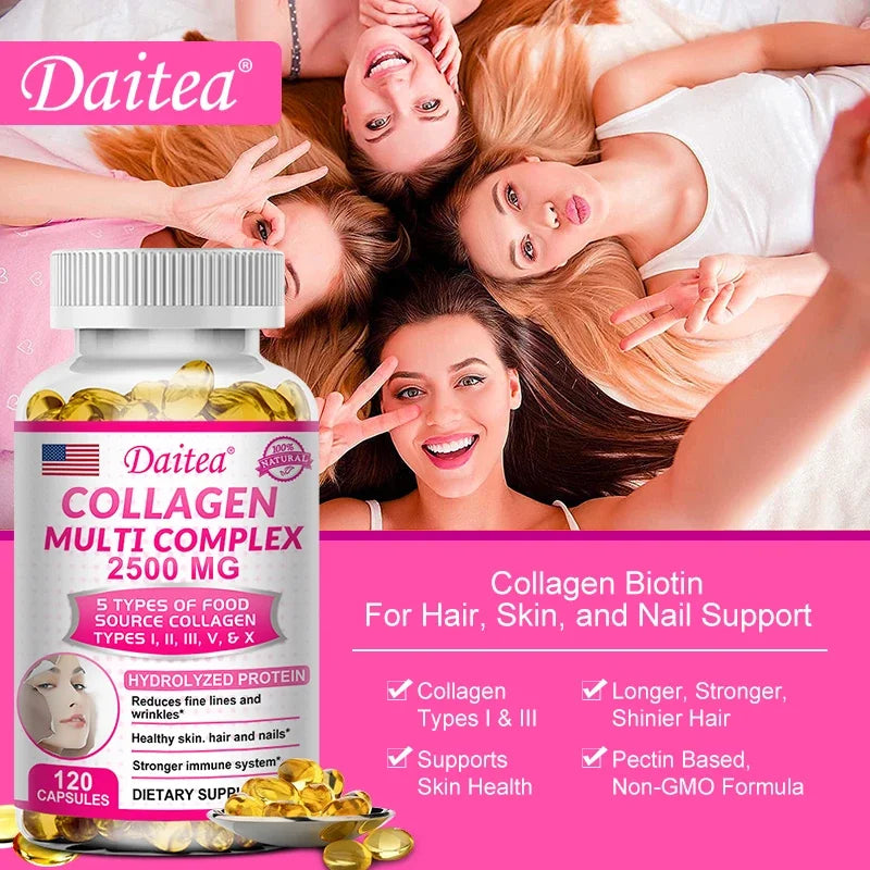 Daitea Hydrolyzed Collagen Supplement – Supports Healthy Skin, Joints, Hair, Nails - Antioxidant - Dietary Supplement