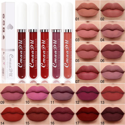 CmaaDu 1 Pcs Matte Lip Gloss Liquid Lipstick- Lip Stains with Long-Lasting Waterproof,  Adult Age Range, Red Tones Easy to Color