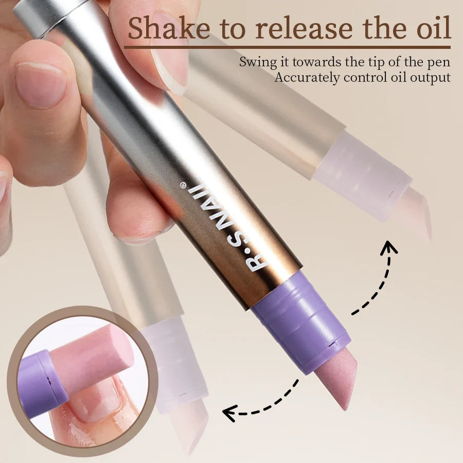 RSNAIL 3-in-1 Cuticle Oil Pen with Ceramic Nail Pusher for Hangnails Dry &amp; Damaged Nails -Nail Care Pen for Repair &amp; Nourishment