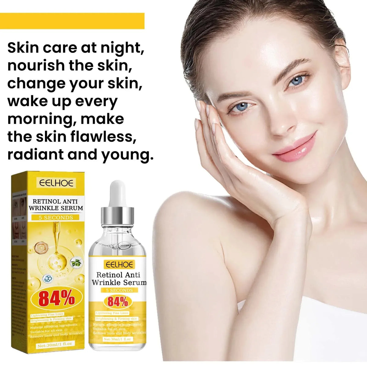 Retinol Anti-Wrinkle Serum Anti Aging Face Lifting Firming Fade Fine Lines Moisturizing Skin Care Hyaluronic Acid Facial Serum
