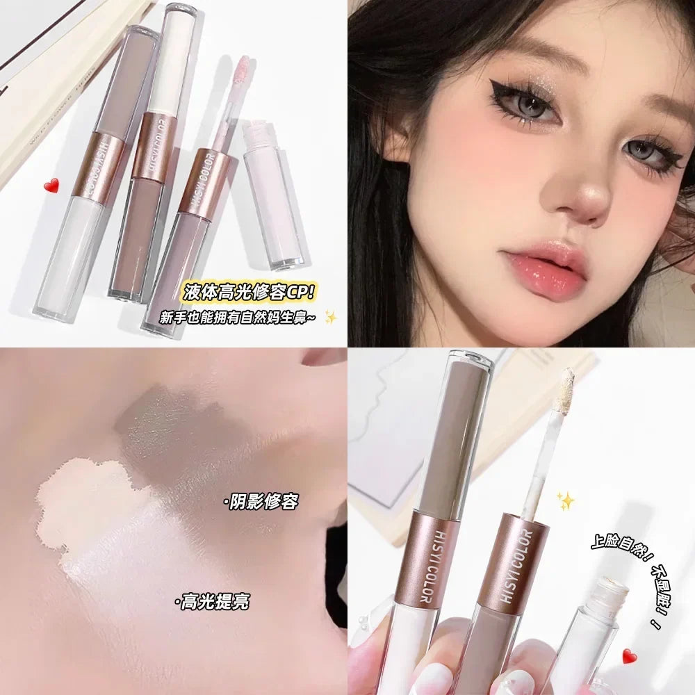 HISYI Dual-End Liquid Highlighter Pen, Skin Brightening &amp; Contouring Stick, Natural Contour, Long-Lasting, Waterproof