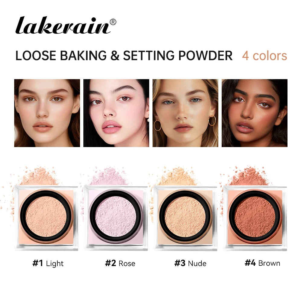 Loose Baking&amp;Setting Powder Long Lasting Oil Control Natural Face Matte Waterproof BrighTening Loose Powder Makeup Cosmetics