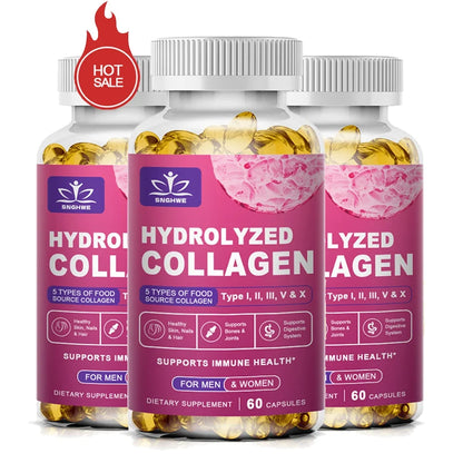 Powerful Hydrolyzed Collagen Capsules with Hyaluronic Acid Antioxidant Skin Hair Nails Health With Vitamins&amp;Minerals