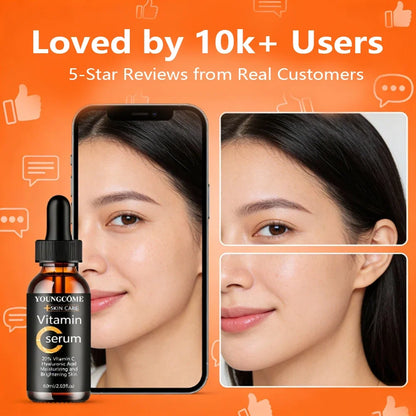 YOUNGCOME Vitamin C Hyaluronic Acid Serum - Daily Hydrating &amp; Radiance-Boosting Facial Essence for All Skin Types 40/60ML