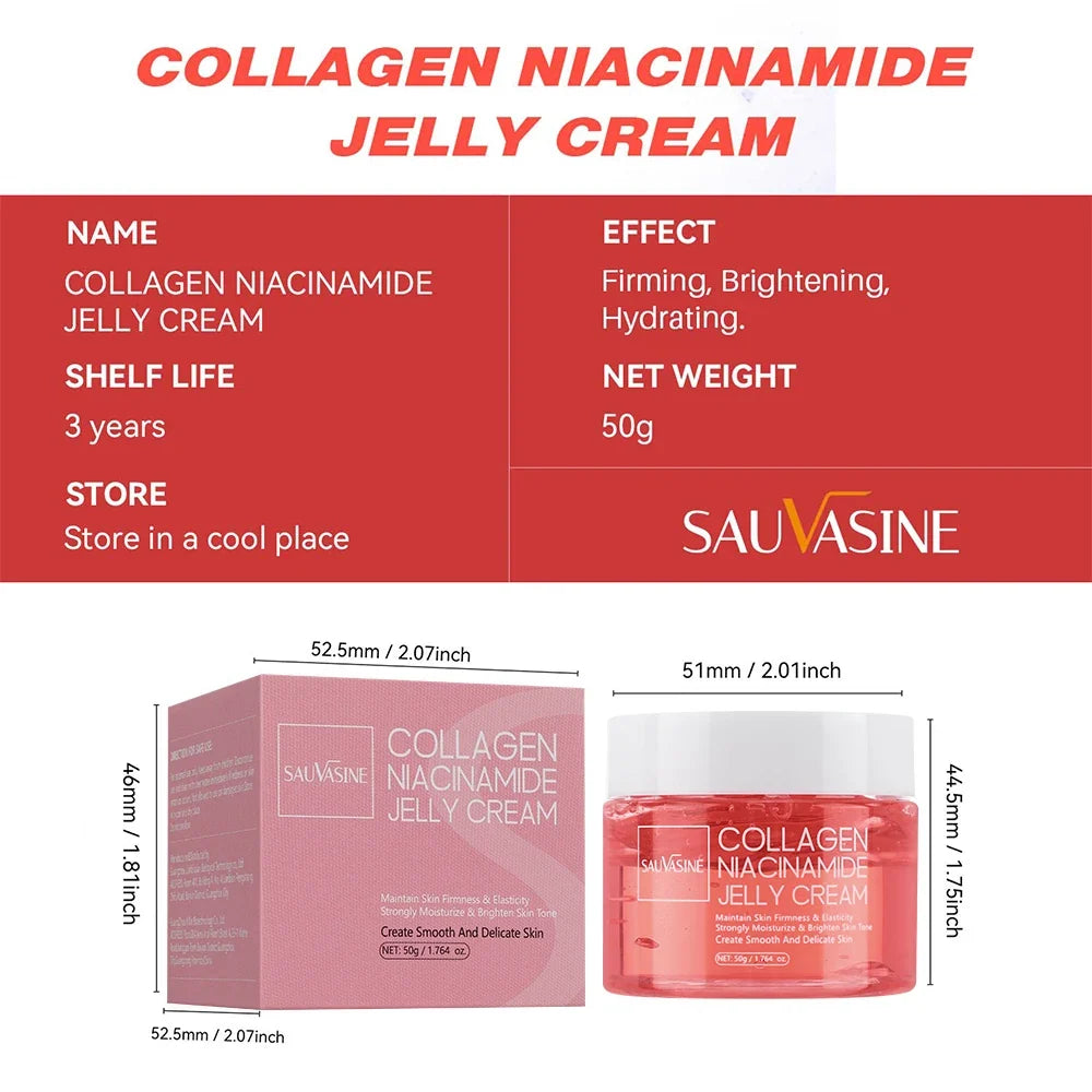 Collagen Jelly Cream Niacinamide Hydrolyzed Collagen 24h Glow &amp; Lifted Look Moisturize Skin Elasticity &amp; Hydration Face Cream