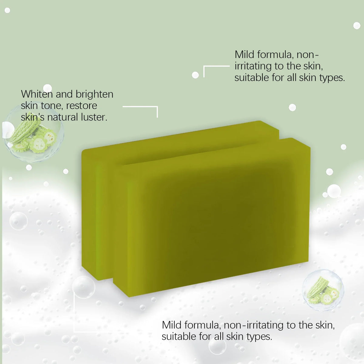 OUHOE Herbal Bath Soap with Bitter Melon: Deeply Clean Pores, Balance Water &amp; Oil, Soothe Skin, Fresh Aroma