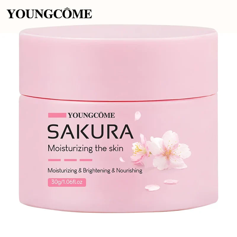 Sakura Essence Cream,Cherry Blossom Facial Moisturizer for Dry &amp; Rough Skin,Anti Aging Face Lifting Nourishing Repair Collagen