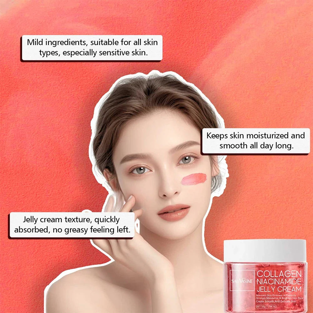 Collagen Jelly Cream Niacinamide Hydrolyzed Collagen 24h Glow &amp; Lifted Look Moisturize Skin Elasticity &amp; Hydration Face Cream