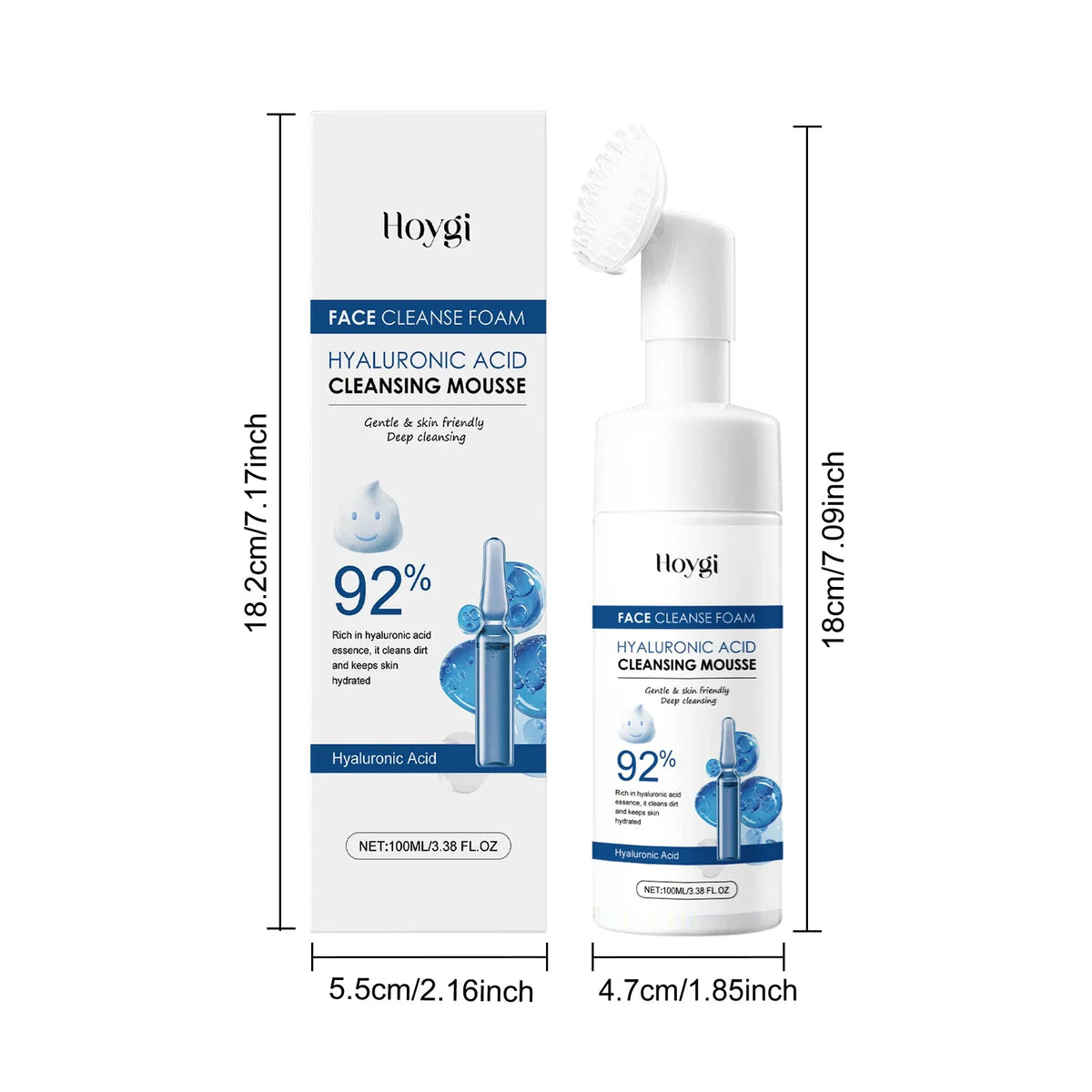 Hyaluronic Acid Cleansing Foam Gentle Moisturizing &amp; Nourishing Oil Control Brightening Rejuvenation Face Wash Foam Face Cleanse