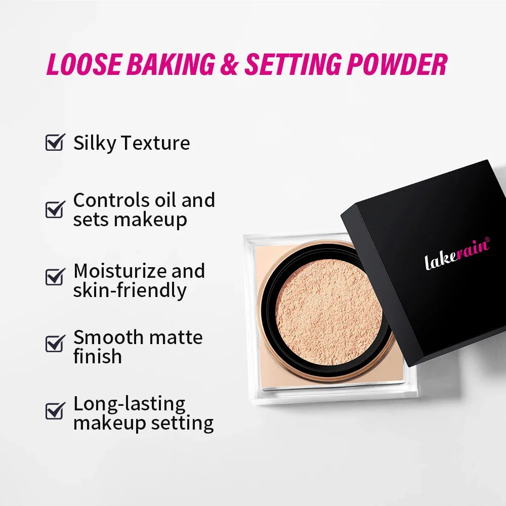 Loose Baking&amp;Setting Powder Long Lasting Oil Control Natural Face Matte Waterproof BrighTening Loose Powder Makeup Cosmetics