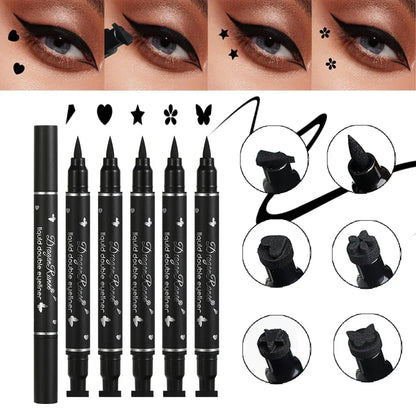 Double-Ended Stamp Eyeliner Waterproof Non-Smudge Eyeliner Liquid Pen Quick-Drying Waterproof Sweat-Proof Not Easy to Smudge Eyeliner Stamp Eyeliner Liquid