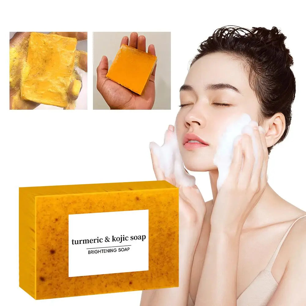 100g Turmeric Hand Made Soap, Lemon Kojic Acid Soap, Shower and Facial Soap  Deep Cleaning For Face Body Skin Care