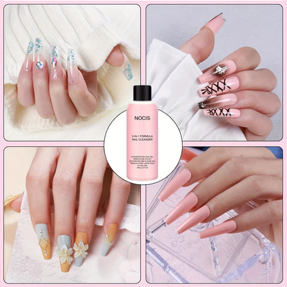 2in 1 Gel Cleanser for Nails &amp; Polish Remover, Professional Slip Solution for Poly Gel Nails for &amp; LED Gel, Anti-Stick Formula,