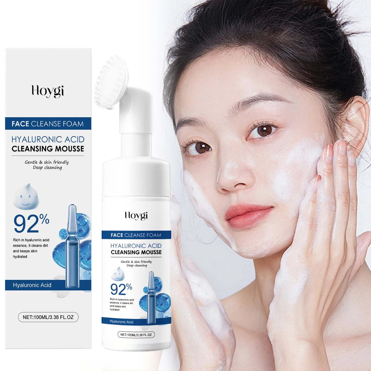 Hyaluronic Acid Cleansing Foam Gentle Moisturizing &amp; Nourishing Oil Control Brightening Rejuvenation Face Wash Foam Face Cleanse
