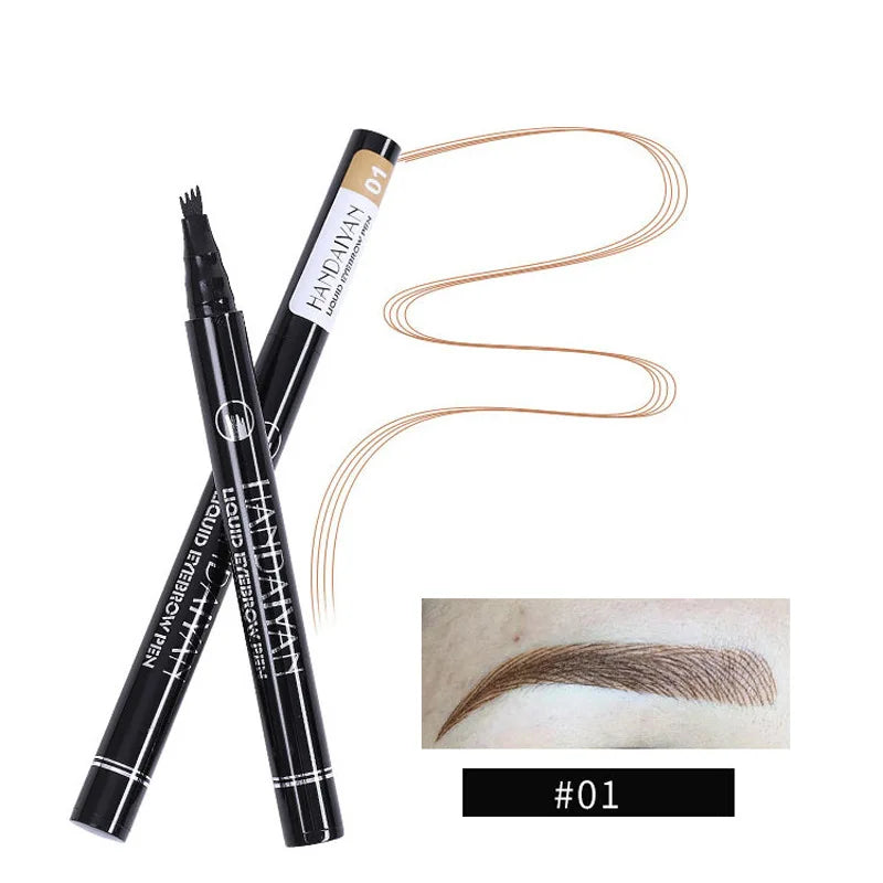4D Microblading Eyebrow Pen 4 Forks Tip Eyebrow Tattoo Pencil Long Lasting Fine Sketch Liquid Eye Brow Make Up