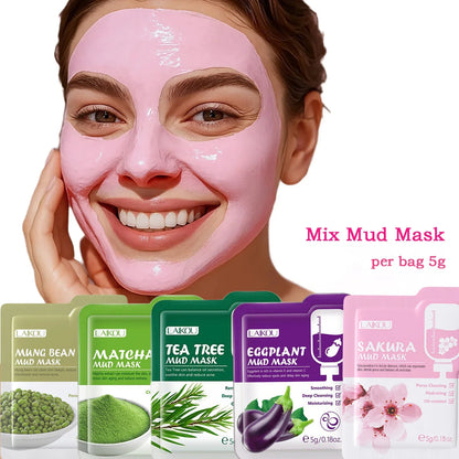 Purifying Clay Facial Mask in Pouch,For Acne, Oily &amp; Combination Skin, Deep Cleansing, Detoxifying, Skin Care, Face Mud Mask 5g