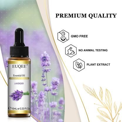 EUQEE 10ml Pure Natural Essential Oil Lavender Jasmine Eucalyptus Vanilla Sandalwood Sweet Orange Lemon Oregano Rose Fragrance