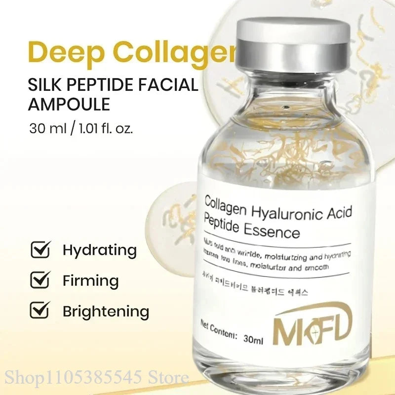 Korean Collagen Silk Peptide Hydrating Ampoule Serum, Intensive Lifting &amp; Elasticity Boost Skin Care for Dry &amp; Dull Skin