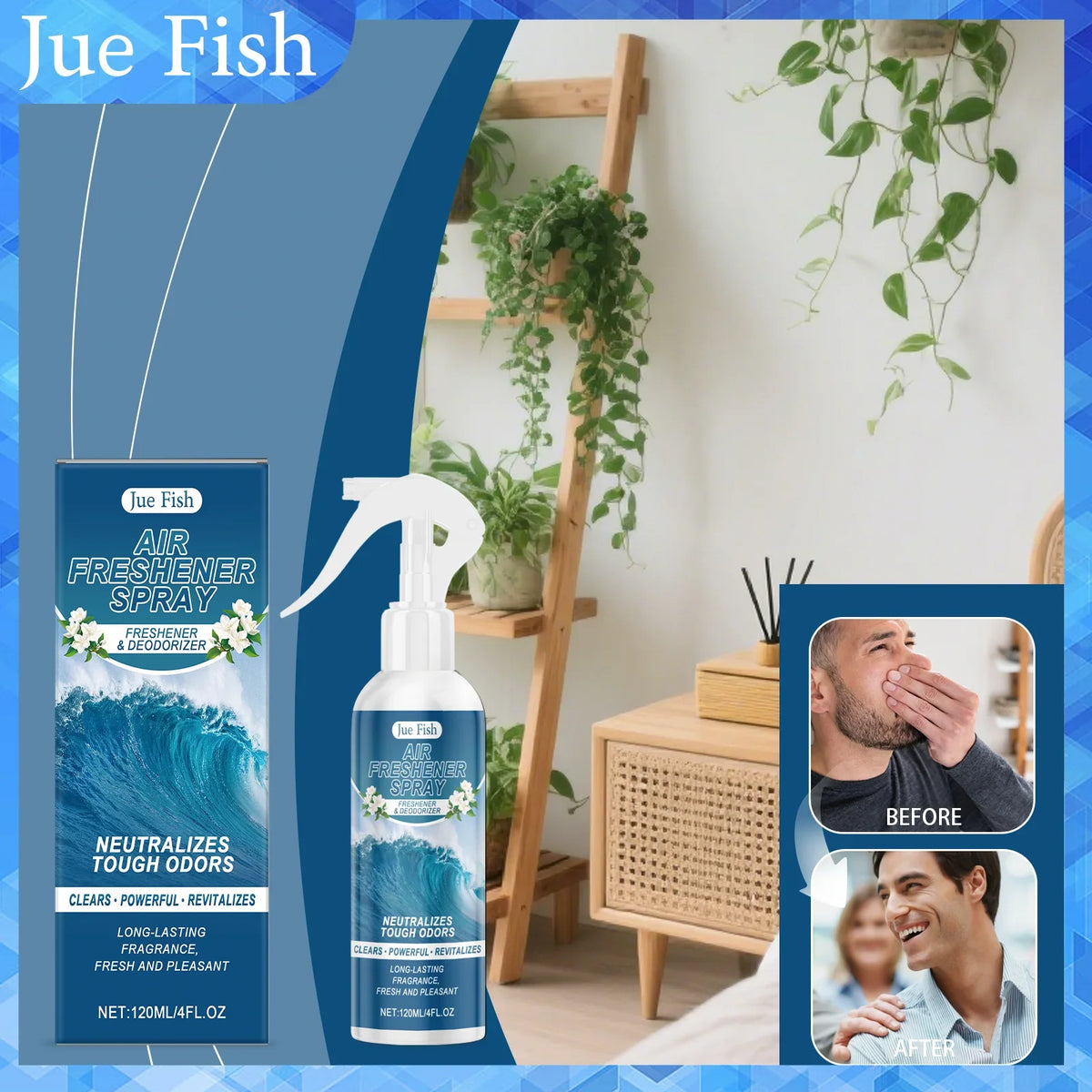 Indoor Air Freshener Spray Jasmine Scent With Long Lasting Fragrance Living Room Bedroom Bathroom Indoor Household Spray