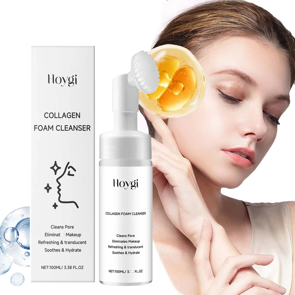 Collagen Facial Cleanser Mousse Deep Cleansing Skincare Controls Oil Moisturizing Firming Face Wash Foam Cleanser Skin Care